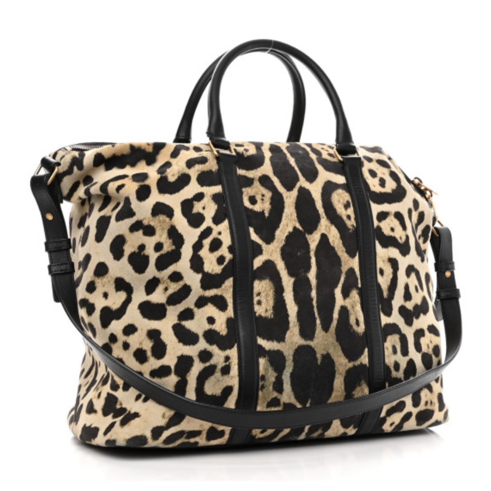 NEW Saint Laurent Suede Leopard Print Camden Shopping Tote